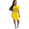 Women Sets Summer Tracksuits Letter Print T-Shirts+Shorts Suit Two Piece Set Club Party Sportswear Street 2 Pcs Outfits GL8360