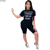 Women Sets Summer Tracksuits Letter Print T-Shirts+Shorts Suit Two Piece Set Club Party Sportswear Street 2 Pcs Outfits GL8360