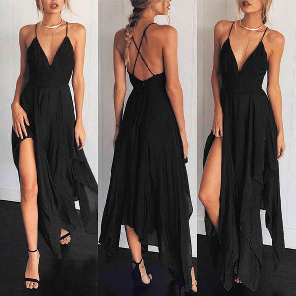 Women Sexy Black Maxi Dress Black Sling Dress Female Summer 2022 Sleeveless V-neck Vest Long Women Dresses Платье Летнее #T1G