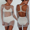 Women Sexy Bodycon Mesh Top Sheer Mini Dress  high quality dress sexy women dresses robe femme elbise
