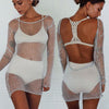 Women Sexy Bodycon Mesh Top Sheer Mini Dress  high quality dress sexy women dresses robe femme elbise