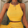 Women Sexy Club Backless Spaghetti Strap Summer Tank Top 2022 Ladies Elastic Bodycon Black Yellow Party Mini Vest