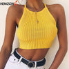 Women Sexy Club Backless Spaghetti Strap Summer Tank Top 2022 Ladies Elastic Bodycon Black Yellow Party Mini Vest