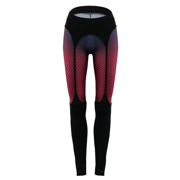 Women Sexy Good elasticity Fitness black and red grid Leggings Exercise Workout High Waist Pants aerobics Stretch Trousers