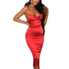 Women Sexy Halter Bodycon Satin Midi Dress Cross Bandage Backless Party Clubwear F3MD