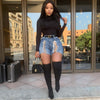 Women Sexy Jeans Shorts Summer High-waist Denim Knotted Band Mini Short Beach Casual Shorts Sexy Club Party