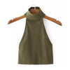 Women Sexy Knitted Crop Top Tube Neck High Collar Bustier Vest Strapless Tops Summer Solid Sleeveless backless Tank Camis Feamle