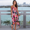 Women Sexy Long Dresses Summer Asymmetrical Cut Out Spaghetti Strap Floral Print V-neck Bohemian Maxi Dress Boho Beach Dress XXL