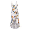 Women Sexy Long Dresses Summer Asymmetrical Cut Out Spaghetti Strap Floral Print V-neck Bohemian Maxi Dress Boho Beach Dress XXL