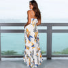 Women Sexy Long Dresses Summer Asymmetrical Cut Out Spaghetti Strap Floral Print V-neck Bohemian Maxi Dress Boho Beach Dress XXL