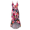 Women Sexy Long Dresses Summer Asymmetrical Cut Out Spaghetti Strap Floral Print V-neck Bohemian Maxi Dress Boho Beach Dress XXL