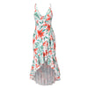 Women Sexy Long Dresses Summer Asymmetrical Cut Out Spaghetti Strap Floral Print V-neck Bohemian Maxi Dress Boho Beach Dress XXL