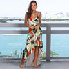 Women Sexy Long Dresses Summer Asymmetrical Cut Out Spaghetti Strap Floral Print V-neck Bohemian Maxi Dress Boho Beach Dress XXL