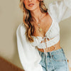 Women Sexy Long Sleeve Cut-Out Shirts Solid Bandage Bodycon Crop Top Sexy Women's V-neck Puff Sleeve Clubwear Streetwear Blouses