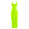 Women Sexy Sleeveless Strap Bodycon Dress Hollow Out Solid Clubwear Party Long Maxi Dress Deep V-neck Sundress
