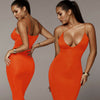 Women Sexy Sleeveless Strap Bodycon Dress Hollow Out Solid Clubwear Party Long Maxi Dress Deep V-neck Sundress