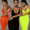Women Sexy Sleeveless Strap Bodycon Dress Hollow Out Solid Clubwear Party Long Maxi Dress Deep V-neck Sundress