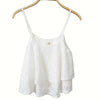 Women Sexy Spaghetti Strap Ruffle Hem 2 Layers Crop Tops Female Crew Neck Casual Camis Tank Vest Blusa