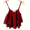 Women Sexy Spaghetti Strap Ruffle Hem 2 Layers Crop Tops Female Crew Neck Casual Camis Tank Vest Blusa