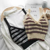 Women Sexy V-neck Striped Corset Tops Spaghetti Straps Short Outer Wear Knitted Vest for Women Tank Camis Crop Top for Women