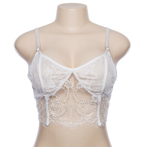 Women Sexy White Lace Bralette Cropped Top Tumblr Summer Black Vest Camisole 2022 Female Mesh Transparent Bustier Camis Top