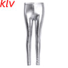Women Shiny Silver Gold Leggings High-Waisted Faux Leather Stretch Pencil Pants