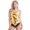 Women Shiny Wetlook Patent Leather Spaghetti Shoulder Straps Sleeveless Vest Top Metallic Dance Hip Hop Costu Fashion Clubwear