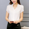 Women Shirt Chiffon Blusas Femininas Tops Short Sleeve Ladies Formal Office Blouse Plus Size Shirt Clothing