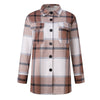 Women Shirt Jacket Winter Plaid Woolen Coat Casual Vintage Jacket Single Breasted Outerwear Long Sleeve Button Up Tops