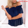 Women Shirt Puff Sleeve Slash Neck Soild Shirt Strapless Off Shoulder Ruffles Feminine Blouses Ladies Tops