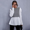 Women Shirt Spring Houndstooth Shirt Casual Stitching Tops  Female Long Sleeve Plaid Shirt Chic Office Ladies Blouses