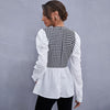 Women Shirt Spring Houndstooth Shirt Casual Stitching Tops  Female Long Sleeve Plaid Shirt Chic Office Ladies Blouses