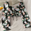 Women Shirts Design Crop Tops Long Sleeve Square Collar Floral Spring All-match Leisure Chic Korean Style Elegant Female Ins