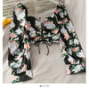 Women Shirts Design Crop Tops Long Sleeve Square Collar Floral Spring All-match Leisure Chic Korean Style Elegant Female Ins