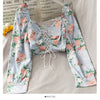 Women Shirts Design Crop Tops Long Sleeve Square Collar Floral Spring All-match Leisure Chic Korean Style Elegant Female Ins