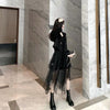 Women Short Blazers Long Sleeve Black Single Button Botched Elegant Ladies Korean Style Brand Ulzzang Autumn Outwear
