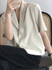 Women Short Sleeve Blazers Loose Solid Elegant Female Cropped Tops Office Ladies Korean Stylish Summer Chic Thin Outwear