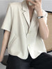 Women Short Sleeve Blazers Loose Solid Elegant Female Cropped Tops Office Ladies Korean Stylish Summer Chic Thin Outwear