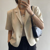 Women Short Sleeve Blazers Loose Solid Elegant Female Cropped Tops Office Ladies Korean Stylish Ulzzang Summer Thin Outwear Chic