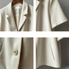 Women Short Sleeve Blazers Loose Solid Elegant Female Cropped Tops Office Ladies Korean Stylish Ulzzang Summer Thin Outwear Chic