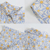 Women Short Sleeve Lapel Blouse Vintage Daisy Floral Print Button Up Crop Top Harajuku Pocket Loose Cutout Mini Shirt