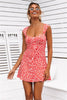 Women Short Sleeve Wrap Boho Floral Mini Dress Ladies Summer Sundress Holiday