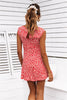 Women Short Sleeve Wrap Boho Floral Mini Dress Ladies Summer Sundress Holiday