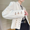 Women Short Suit Jacket 2022 Autumn Office Lady Shoulder Padded White Blazer Jackets British Style Outwear High Quarlity