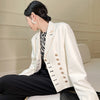 Women Short Suit Jacket 2022 Autumn Office Lady Shoulder Padded White Blazer Jackets British Style Outwear High Quarlity