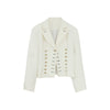 Women Short Suit Jacket 2022 Autumn Office Lady Shoulder Padded White Blazer Jackets British Style Outwear High Quarlity