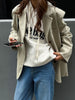 Women Single Breasted Blazers Spring Autumn Cozy Notched Collar Outerwear Tops Female Casual Simple Blazer 2023