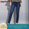 Women Skinny High Waisted Black Jeans with Stripes Sexy Leopard Print  Striped Jeans Elastic Women Pencil Pants Denim Trousers