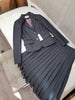 Women Skirt Suit 2022 Slim Gray Balzer Set Pleated Skirt Blazer Two Piece Suit Autumn New