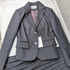Women Skirt Suit 2022 Slim Gray Balzer Set Pleated Skirt Blazer Two Piece Suit Autumn New